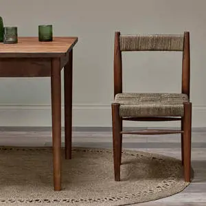Nkuku Raunak Washed Walnut Acacia Woven Dining Chair
